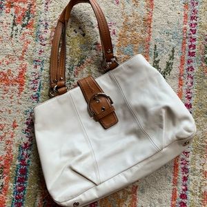 White and Tan COACH Bag